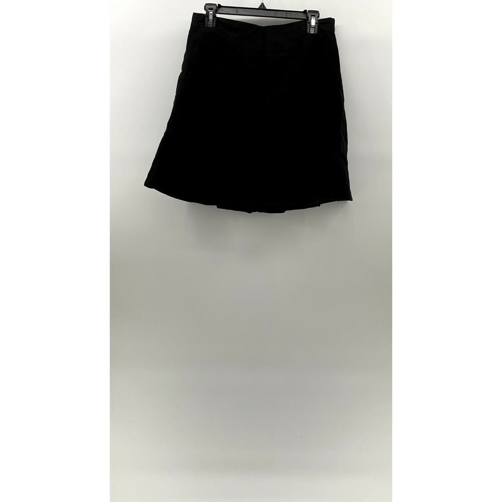 SMART SET Women's Black Linen-Blend Ruffle-Hem Pull-On Mini A-Line Skirt SZ 7